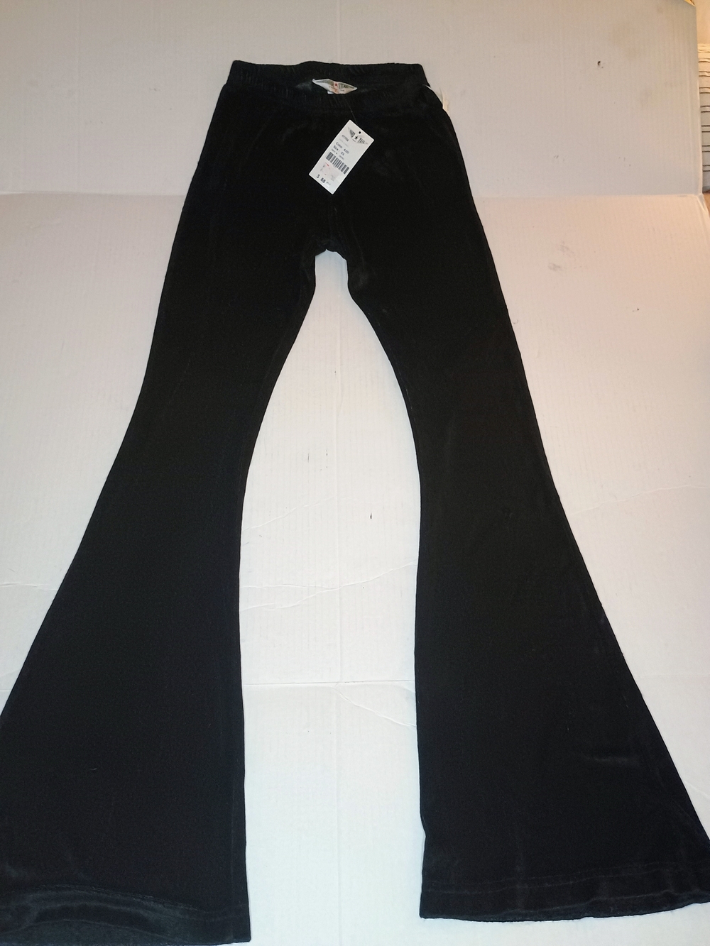 Hard Tail Women's XS Black Velour Velvet Flare Pants New